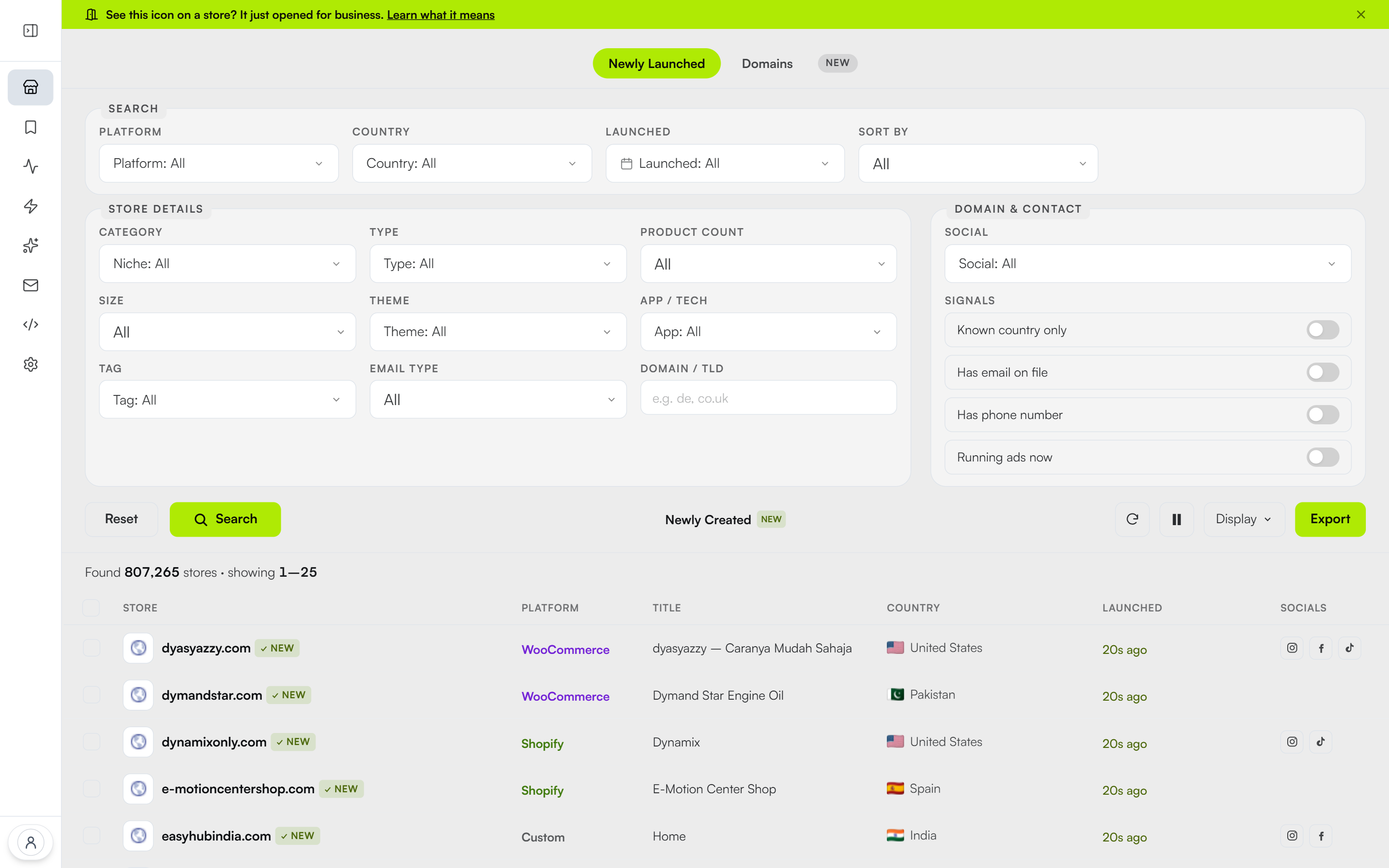 The FisherLeads discovery dashboard